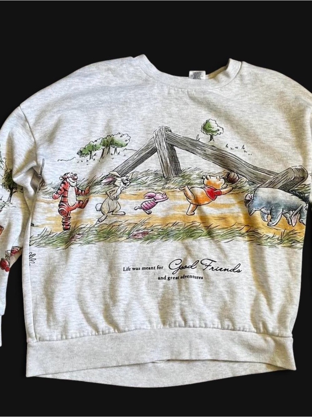 Disney Gray Winnie the Pooh & Friends Graphic Crewneck